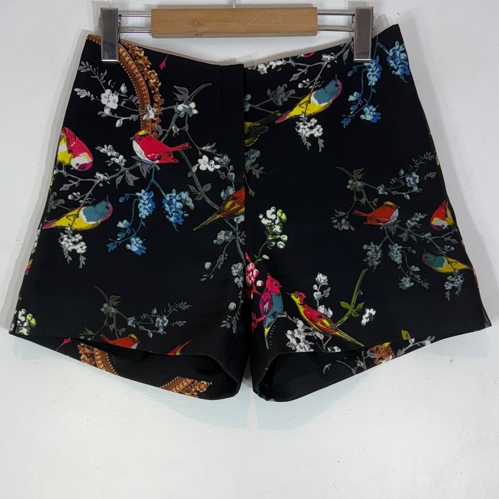 Ted Baker London Bird Print Tailored Shorts Black Floral Ornate  Size 1 (XS/S)